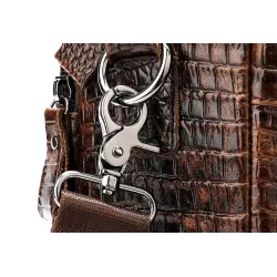Luxurious leather handbag - with shoulder strap - crocodile skin pattern - genuine leatherBags