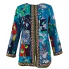 Fashionable loose cardigan - long sleeve summer coat - ethnic floral printJackets