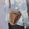 Trendy shoulder / waist small bag - genuine leather - bull head shapedBags
