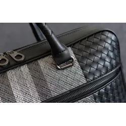 Elegant shoulder bag - business briefcase - genuine woven leather - large capacityBags