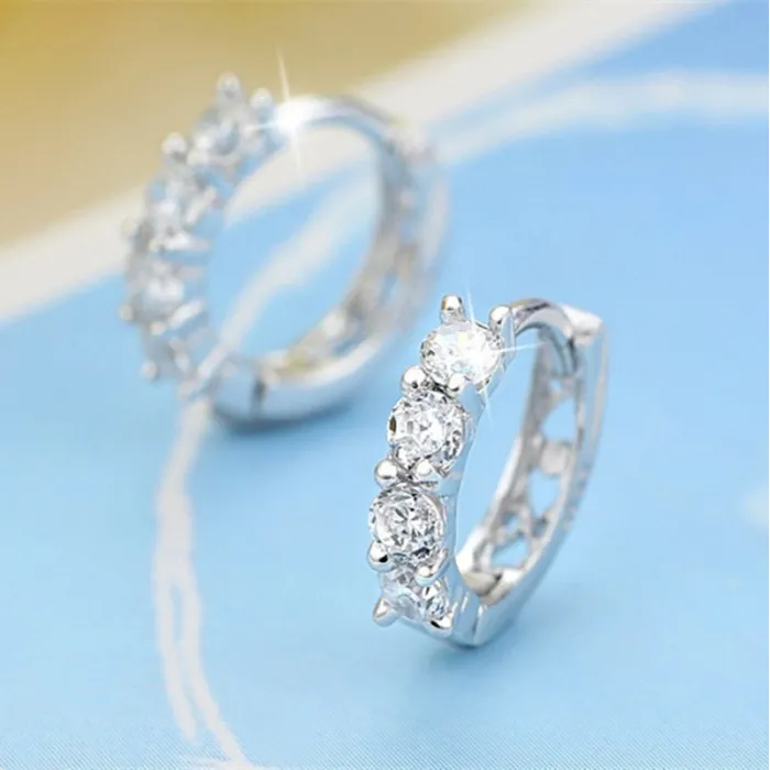 Round crystal earrings - 925 sterling silverEarrings