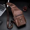 Men's genuine leather shoulder bag - chest bag - small backpackBags