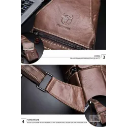 Men's genuine leather shoulder bag - chest bag - small backpackBags