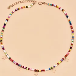 Colorful bead short necklace - with starsNecklaces