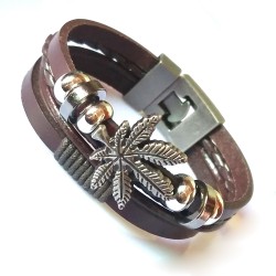 Multilayer leather bracelet - beads - scorpion - skull - metal buckleBracelets