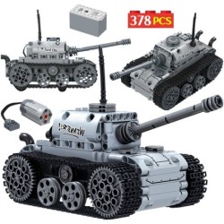 Military electric tank - building blocks - touch power switch - educational toy - 378 piecesConstruction