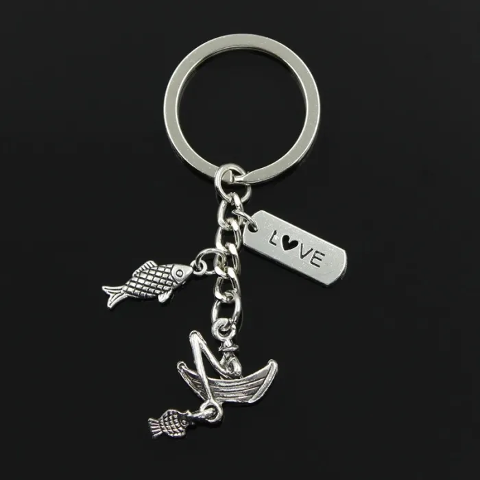 Fisherman boat - LOVE - fish pendants - keyringKeyrings