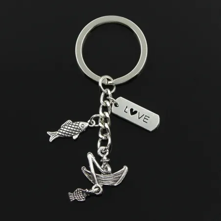 Fisherman boat - LOVE - fish pendants - keyringKeyrings