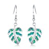 Silver dangle leaves earrings - colorful crystal opalEarrings