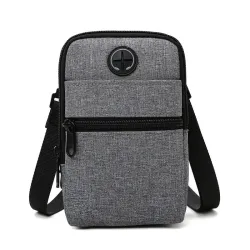 Small canvas shoulder bag - zippers - headphone holeBags