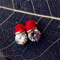 Santa hat earrings - with crystal zirconEarrings