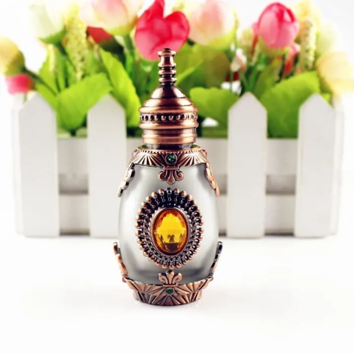 Antique perfume bottle - frosted glass - crystal - with glass dropper - 15 mlPerfumes