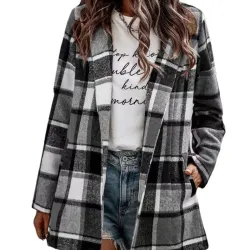 Trendy plaid jacket - short coatJackets