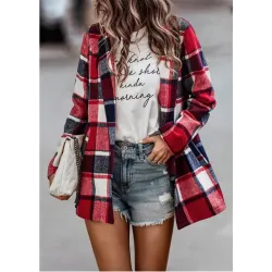 Trendy plaid jacket - short coatJackets