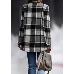 Trendy plaid jacket - short coatJackets