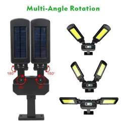 Solar street light - double-headed lamp - PIR motion sensor - waterproof - 200 COB - 3000mAhStreet lighting