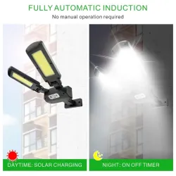 Solar street light - double-headed lamp - PIR motion sensor - waterproof - 200 COB - 3000mAhStreet lighting