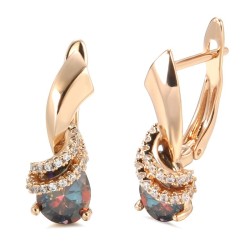 Luxurious rose gold earrings - colorful zircon / crystalsEarrings