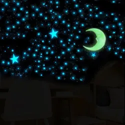 Luminous wall / ceiling stickers - kids bedroom decoration - moon / stars - 111 piecesWall stickers
