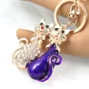 Double crystal cats - keychainKeyrings