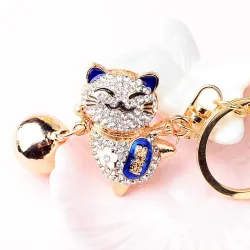 Crystal Japanese lucky cat - keychainKeyrings