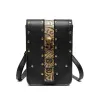 Small leather shoulder bag - punk style - skull / rivetsBags