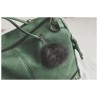 Vintage nubuck leather bag with rivets / fur pom pomBags