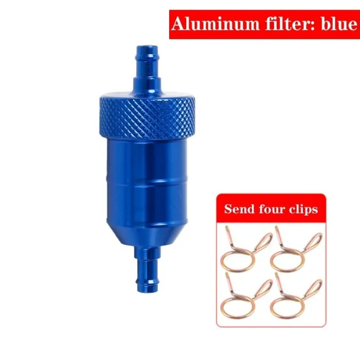 Aluminum motorcycle gas / fuel / petrol / oil filter - with clips - 6 mmMotorbike parts