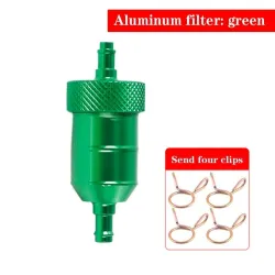 Aluminum motorcycle gas / fuel / petrol / oil filter - with clips - 6 mmMotorbike parts