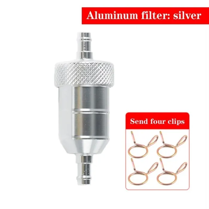 Aluminum motorcycle gas / fuel / petrol / oil filter - with clips - 6 mmMotorbike parts