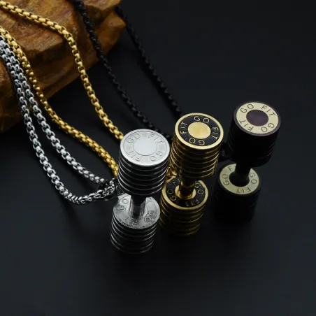 Dumbbell pendant with necklace - stainless steelNecklaces
