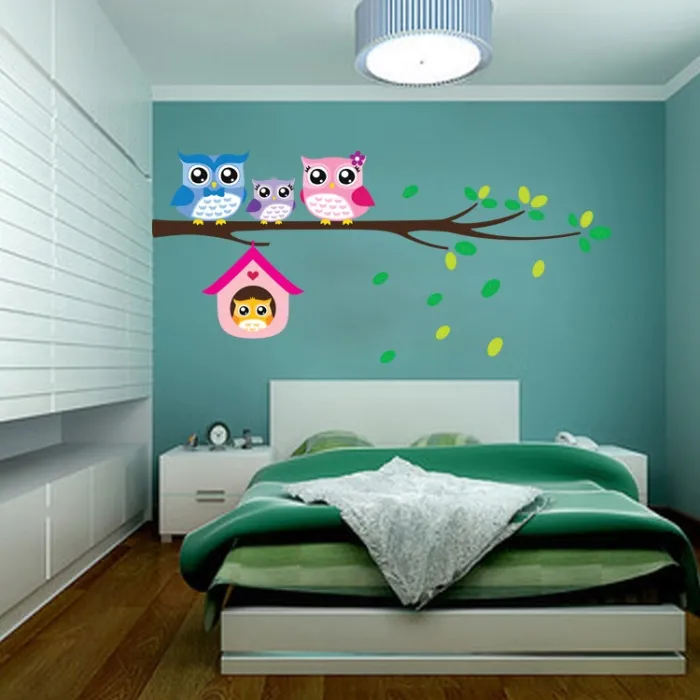 Owl family on tree / birds - vinyl wall sticker - removableWall stickers