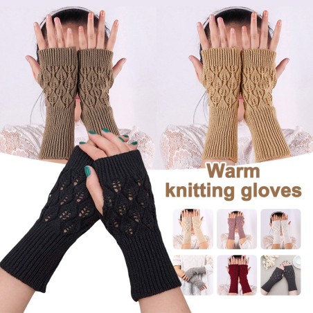 Long knitted fingerless glovesGloves