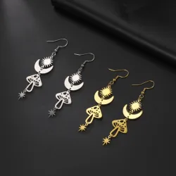 Trendy long earrings - mushroom / stars / moonEarrings