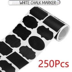 Multifunction black labels - jar / bottle stickers - with erasable chalk marker - 250 piecesAdhesives & Tapes