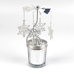 Decorative candle holder - rotatable - deer - snowflakes - flowers - silverCandles & Holders
