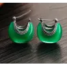 Moon shaped earrings - opal - 925 sterling silverEarrings