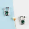 Silver lock / green crystal heart - silver earringsEarrings