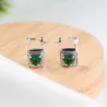 Silver lock / green crystal heart - silver earringsEarrings