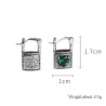 Silver lock / green crystal heart - silver earringsEarrings