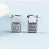 Silver lock / green crystal heart - silver earringsEarrings