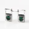 Silver lock / green crystal heart - silver earringsEarrings