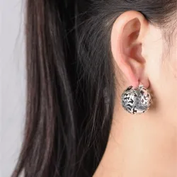Hollow-out ball - silver earringsEarrings