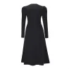 Elegant knitted dress - long sleeve - waist beltDresses