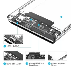 ORICO - 2.5inch - transparent HDD case - with cable - SATA to USB3.0HDD case