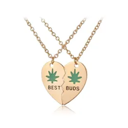 Heart shaped pendant with necklace - BEST BUDS - 2 piecesNecklaces