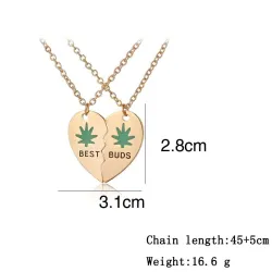 Heart shaped pendant with necklace - BEST BUDS - 2 piecesNecklaces