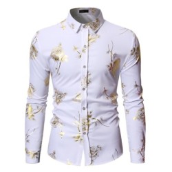 Luxurious long sleeve shirt - printed golden rosesT-shirts
