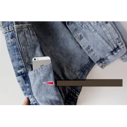Short denim jacket - with decorative pearlsJackets