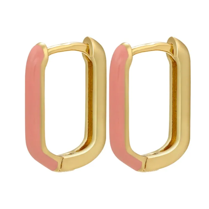 Golden rectangle earrings - colorful enamelEarrings
